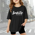 thumbnail image 2 of Big Kid Children Kids Girls Letter Printed Short Sleeve T Shirts Kids Oversized Tops Casual Crewneck Basic Tees Youth Girls Athletic Shirts Drafter Shirt Big Clothes Size 16 Long 11-12 Years Black, 2 of 6