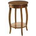thumbnail image 2 of Round Walnut End Table With Drawer And Shelf For Home Decor Wood 1 Bottom Compartment, 2 of 3