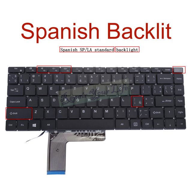Clavier Rétroéclairé US Russe Espagnol pour Chuwi CoreBook X CWI529 CWI570 CW1529 MB30019002 XK-HS320 CH1401 X390E RU ES Claviers Rétroéclairés Espagnols