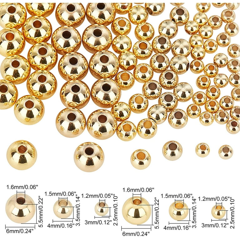 14K Yellow Gold Filled Round Corrugated Loose Spacer Beads For Jewelry  Making
