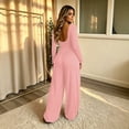 thumbnail image 4 of Wide Leg Jumpsuits for Women Square Neck Smocked High Waist Baggy Jumpsuits Loose Fit Office Work Casual Daily Wear ,L, 4 of 5