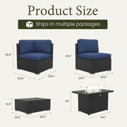 LayinSun 15 Piece Patio Furniture Set with Fire Pit Table, Outdoor Conversation Sets Wicker Rattan Sectional Sofa with Coffee Table