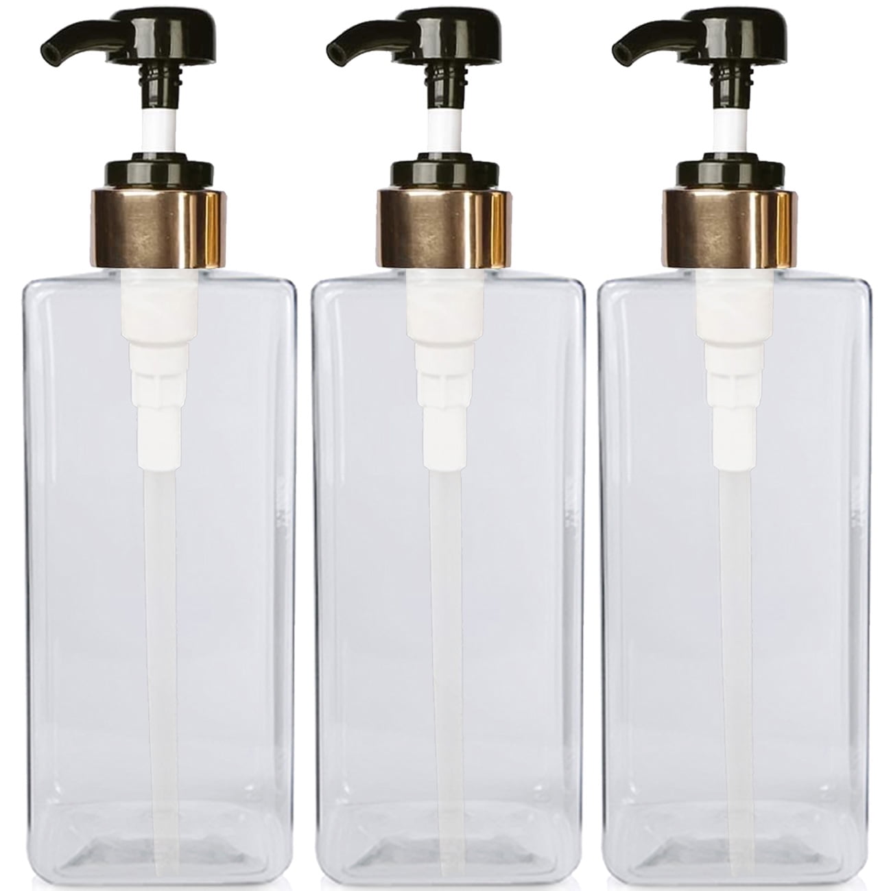 3 Empty Shampoo Square Dispenser Pump Bottle 800ml Gold Black with Waterproof Labels (Shampoo, Body Wash) - Walmart.com