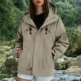 thumbnail image 2 of YDFCWXW Womens Waterproof Rain jacket with Hood Lightweight Windbreaker Raincoat Shell for Camping Hiking (Khaki, XL), 2 of 5