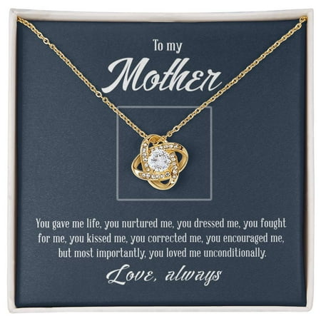 A Beautiful Sparkly Necklace For Mom With A Heartfelt Message, Unconditional Love, A Great Beautiful Necklace, Message Card and Box, White Love Knot Necklace