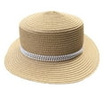 thumbnail image 1 of Sombrero de ala ancha y plana para niños, con circunferencia de 52 a 54 cm, de color caqui, plegable, para verano y exteriores, 1 of 5