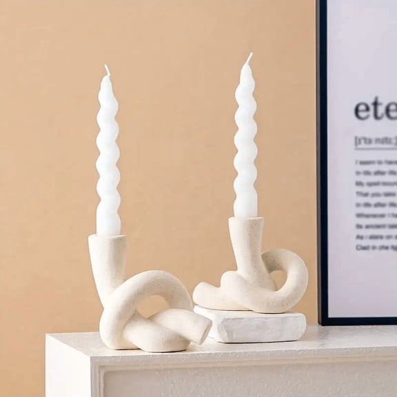 YVTVY-2 Pcs Ceramic Candle Holder, Candlesticks Centerpieces for Tables Boho Candle Holder Set for Home Decor, Wedding, Dinning, Party, Mantel and Kitchen