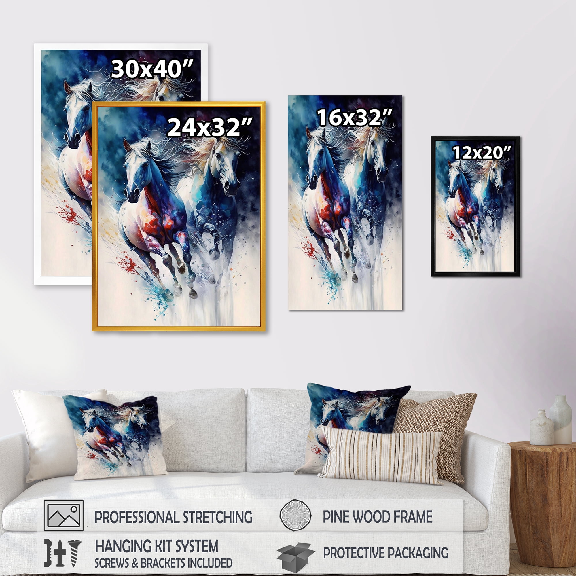 Designart Horses Running III Canvas Wall Art