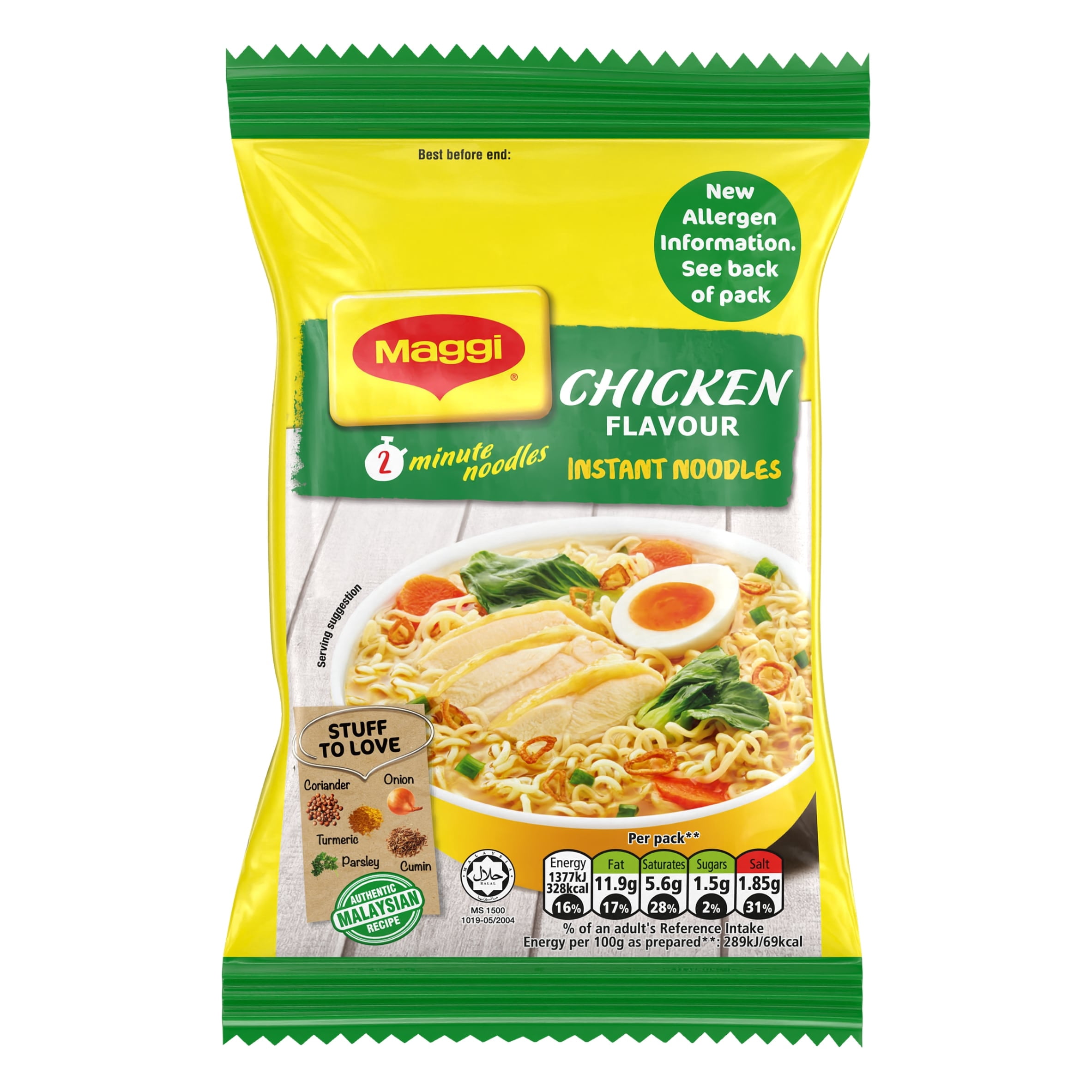 Maggi 2-Minute Instant Noodles - Chicken Flavour 5 x 74g, Imported from Britain