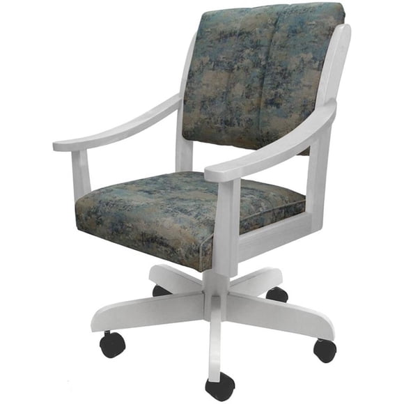 Pemberly Row Caster Solid Wood Dining Chair in Poet Sky Blue on White