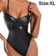 thumbnail image 2 of Body de una pieza ajustado de charol con tirantes finos y cuello sexy para mujer, 2 of 5