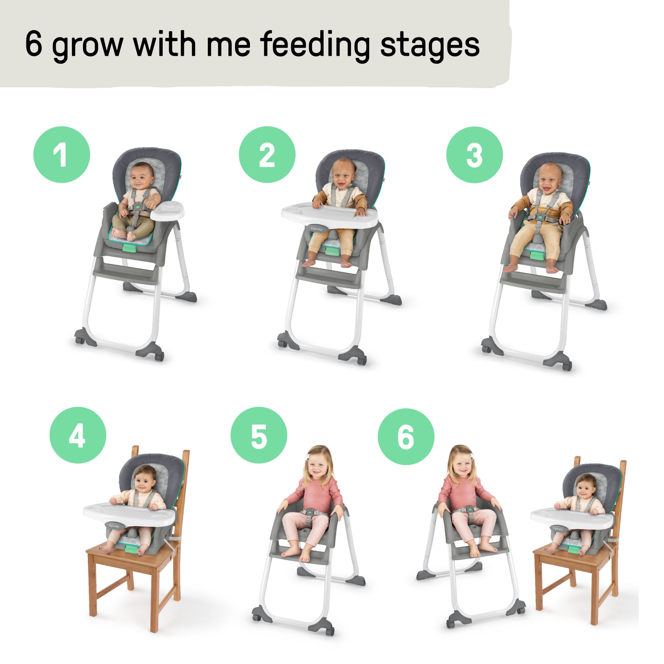 Ingenuity Full Course 6-in-1 High Chair, Astro Gray photo 2