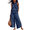 Navy, variant on Womens Summer Cotton Linen 2 Piece Outfits Sleeveless Ruffle Top Wide Leg Pants Beach Vacation Lounge Sets