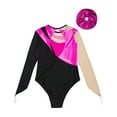 thumbnail image 4 of YONGHS Kids Girls Long Sleeve Gymnastic Leotard One Piece Bodysuit with Hair Scrunchie Hot Pink 14, 4 of 5