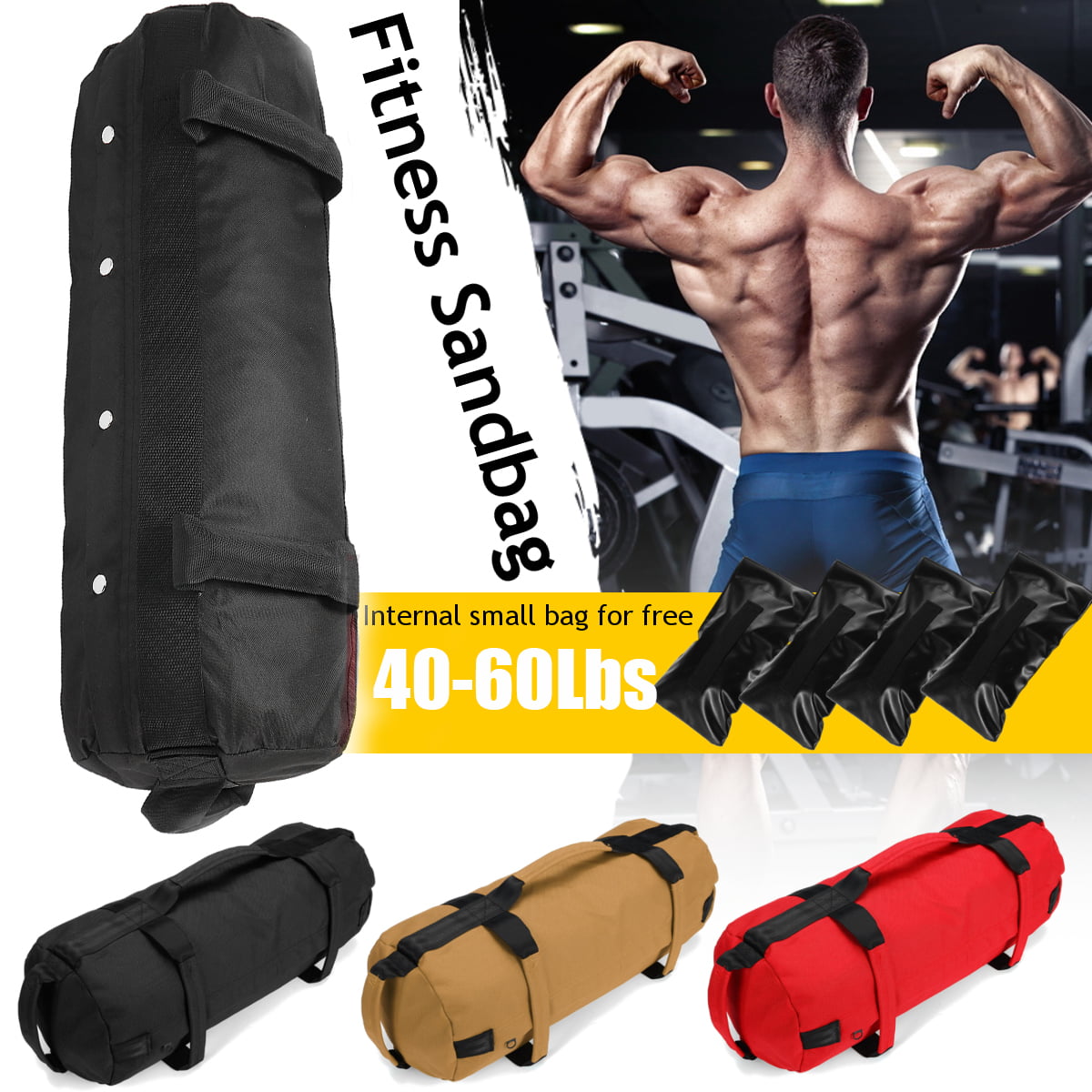 TH_ 8pcs Set Weighted Training Fitness Power Sandbag Gym Weight Lifting Bag Kit 