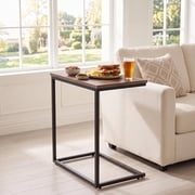 C Shaped End Sofa Table, Vintage Side Couch Table for Living Room, Bedroom, 27"(H) x 19.7"(W) x 12.6"(D), Brown