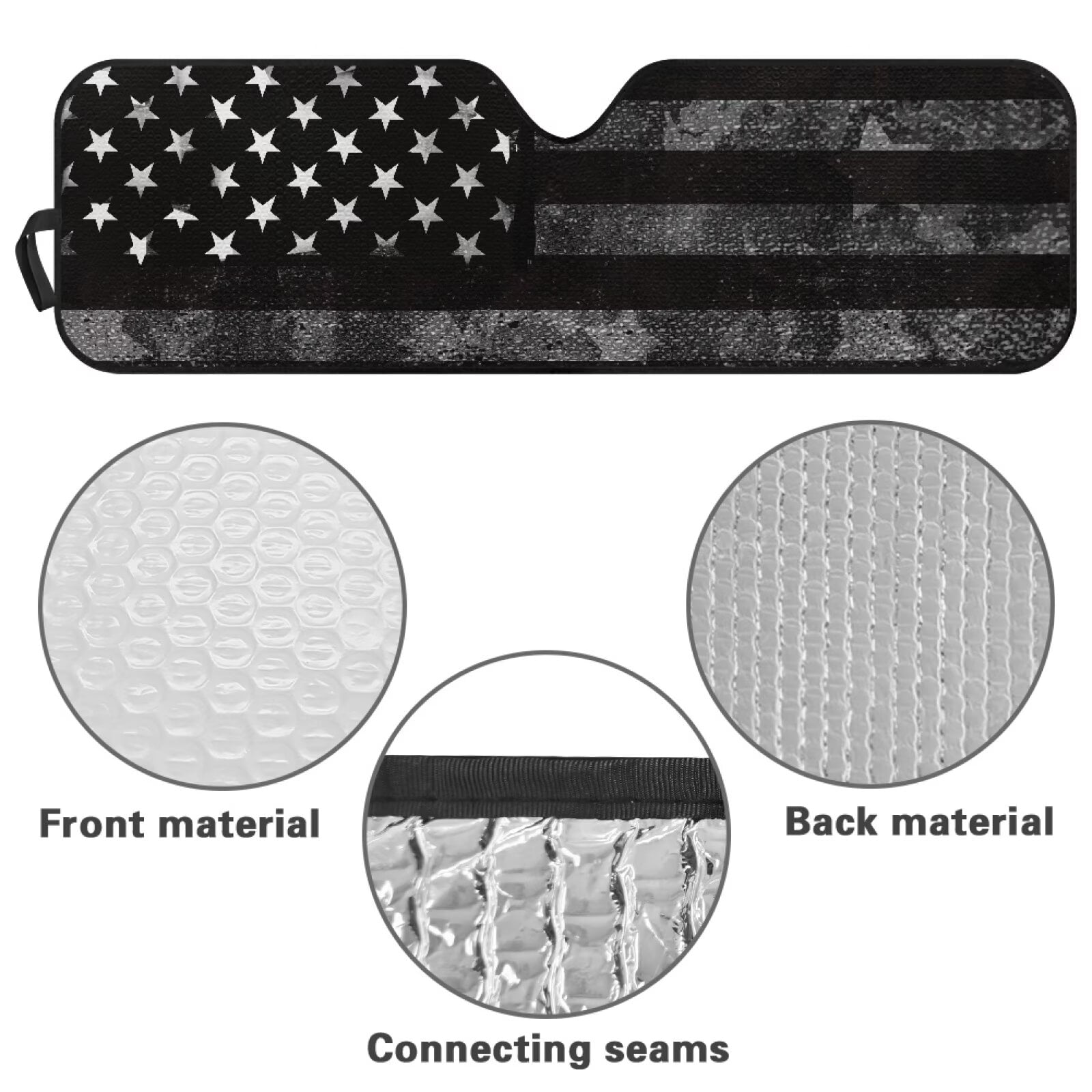 HUIAOCNG Black Flag Foldable Windshield Sun Shades Compatible with Jeep Wrangler Sun Shade fit for Jeep Wrangler JL JLU 2018-2025 / Jeep Gladiator 2020-2025 ,Keep Car Interior Cooler