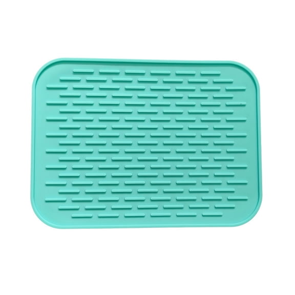 Silicone Drain Mat Non Slip Heat Resistant Kitchen Counter Mat Water Absorbent Drying Pad for Bar Glasses Fryer Oven Sink,Kitchen Mat,1PC,Mint Green