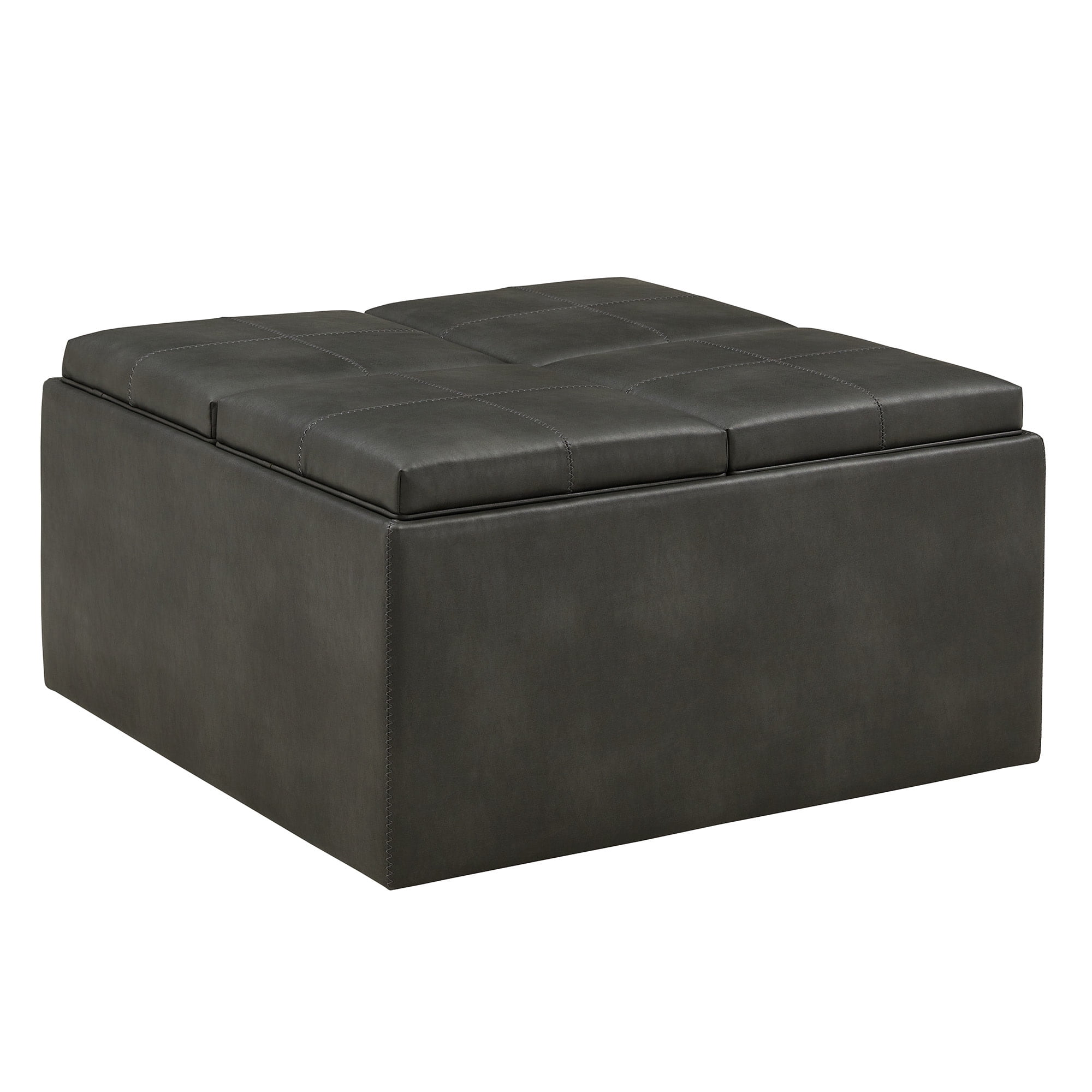 Weston Home Novella Storage Ottoman, Gray Faux Leather