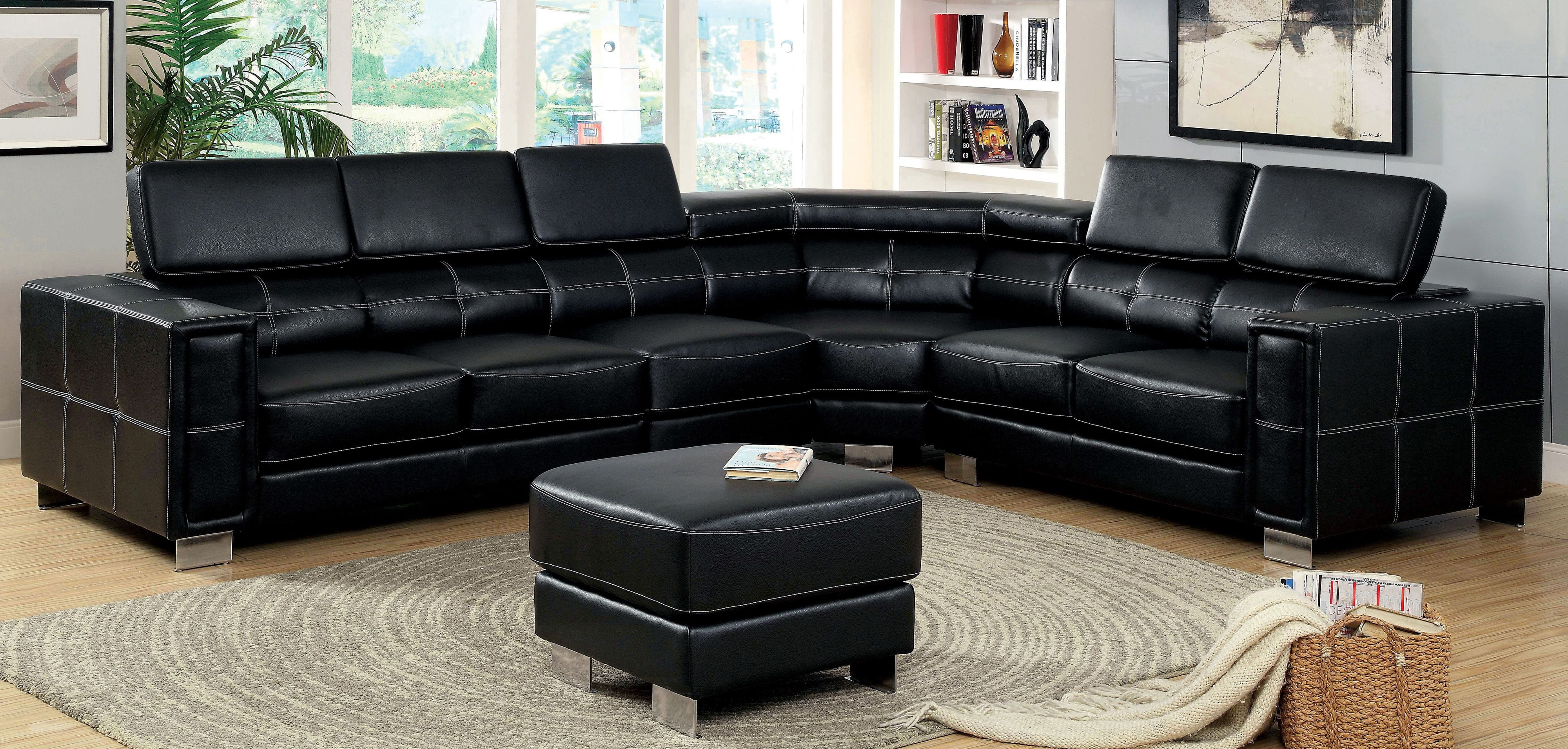 Furniture of America Kingsley Contemporary Sectional, Black - Walmart