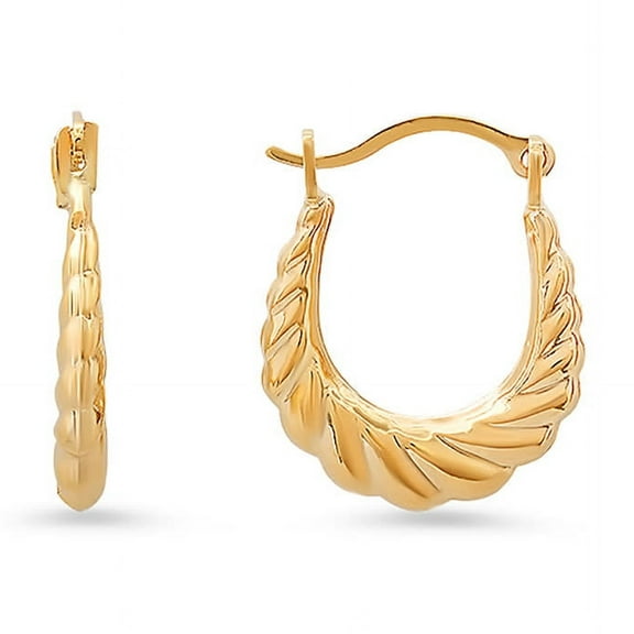 Kylie Harper 10k Yellow Gold Petite 15mm U Shaped Swirl Hoop Earrings