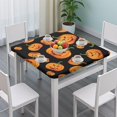 thumbnail image 3 of Halloween Stretch Table Cover 36x36 Inch Square - Elastic Hem Design with Ghosts and Pumpkins Pattern for Festive Table Decor, 3 of 6