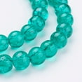 thumbnail image 3 of 1Strand Crackle Glass Beads Strands Round Medium Sea Green 6mm Hole: 1.3~1.6mm about 133pcs/strand 31.4 inch, 3 of 3