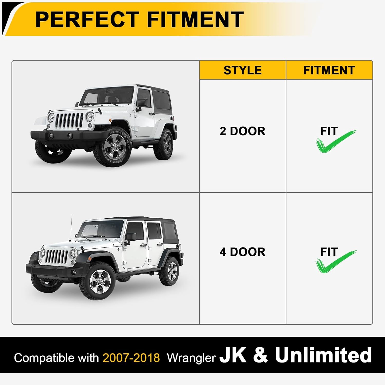 Primed Fender Flares Set For Jeep Wrangler JK 2007-2018 – Front & Rear, OE Style