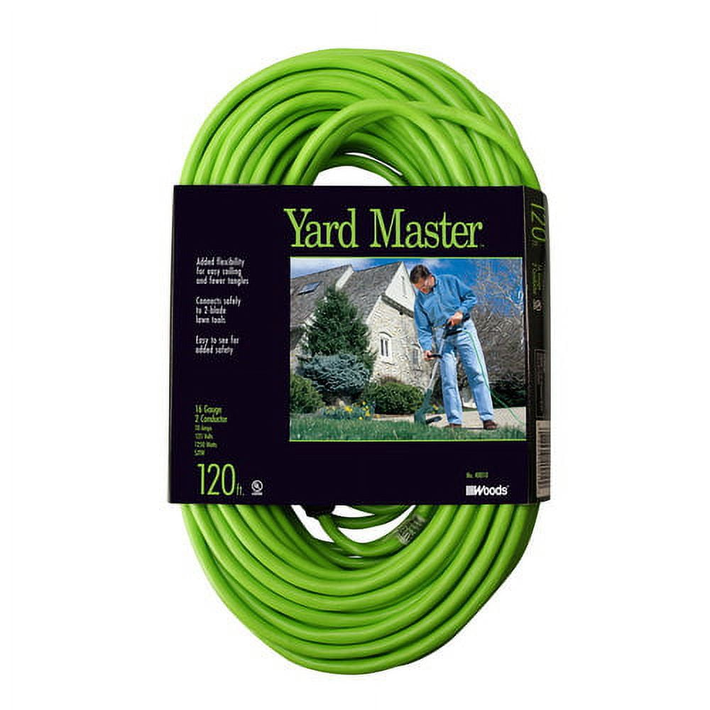 Yard Master Outdoor Garden Extension Cord, Lime Green, 120-Foot