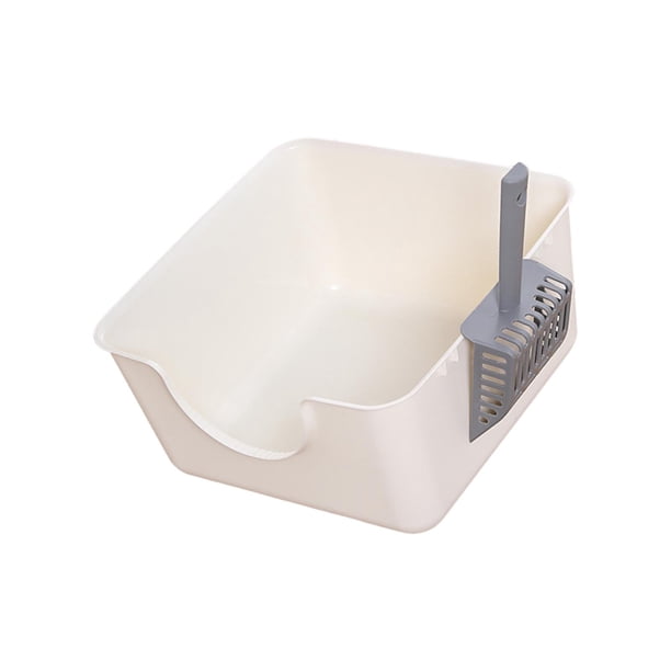 Caja de arena para gatos fácil de limpiar con pala para gatos de interior Bandeja de arena para mascotas con parte abierta