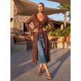 thumbnail image 5 of LMLYSoH Women Tie Front Cardigan Casual Lightweight Floral Lace Ruffles Long Duster for Streetwear Aesthetic Clothes, 5 of 9