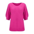 thumbnail image 4 of ManxiVoo Women's Off Shoulder Sweater Top Long Sleeve Pullover for Fall and Summer Layering with Three Quarter Sleeve Holiday Style XXL Size Hot Pink, 4 of 4