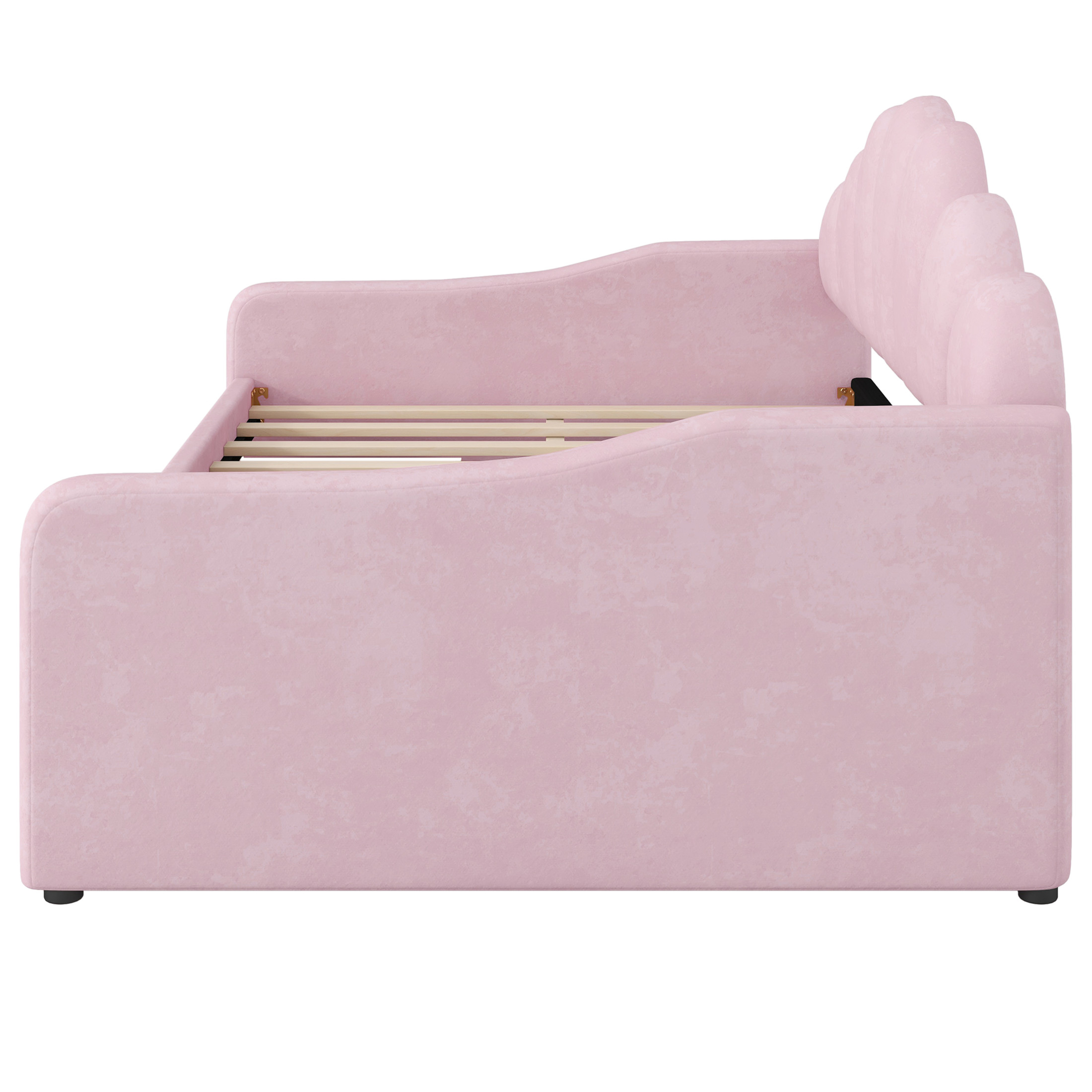 Noble House Lornic Full Upholstered House Daybed, Corduroy Montessori Bed Frame with 2-Mode LED Lights, Pink