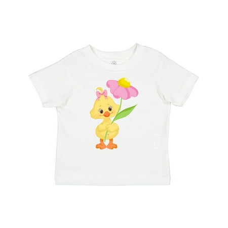 

Inktastic Cute Easter Chick with Pink Flower Gift Toddler Boy or Toddler Girl T-Shirt