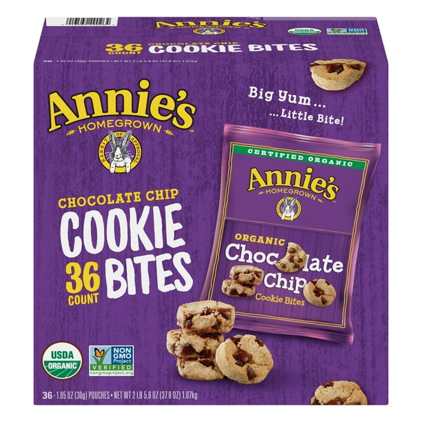 Annie's Organic Chocolate Chip Cookie Bites, 37.8 oz - Walmart.com ...