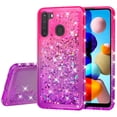 thumbnail image 2 of Compatible for Samsung Galaxy A21 Case with Tempered Glass Screen Protector SOGA Diamond Liquid Quicksand Cover Cute Girl Women Phone Case - Pink / Purple, 2 of 5
