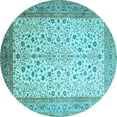 thumbnail image 1 of Ahgly Company Indoor Round Persian Light Blue Traditional Area Rugs, 5' Round, 1 of 4