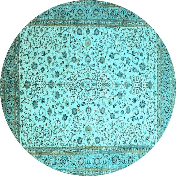 Ahgly Company Indoor Round Persian Light Blue Traditional Area Rugs, 5' Round