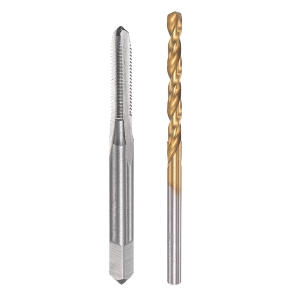 Uxcell 8-36 UNF Straight Flute Tap and 3.5mm Drill Bit Set High Speed Steel Titanium Plated