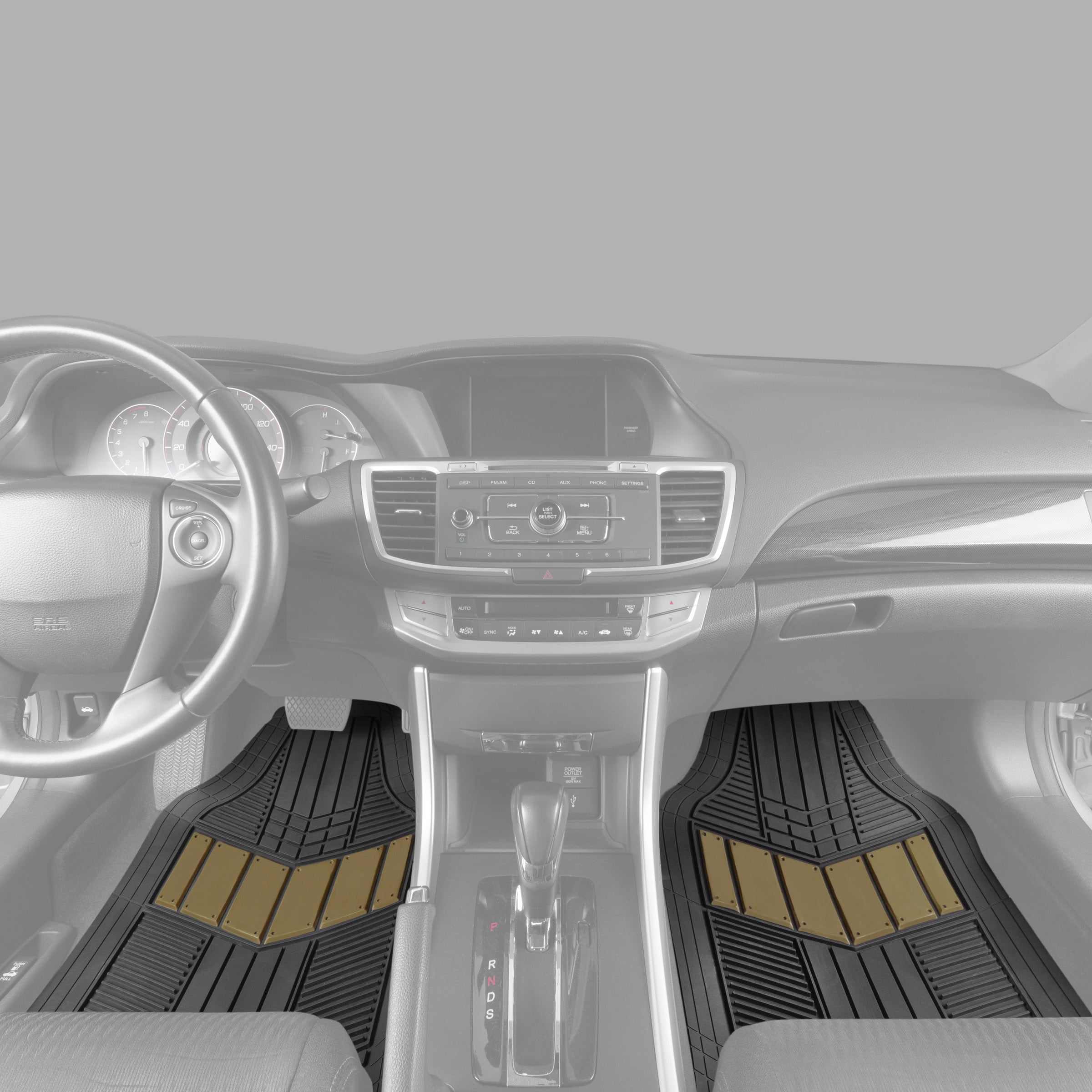 Motor Trend Heavy Duty Beige 2-Tone Mats 4pc Rubber Floor Mats