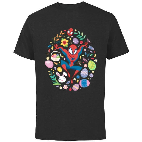 Marvel Spider-Man Cartoon Easter Egg - Short Sleeve Cotton T-Shirt for Adults - Customized-Black