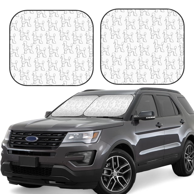 Saiise Poodle Dog for Foldable Car Sun Shades (2-Pack) Offer Sun Protection with an Easy-fold Design for Convenient Windshield Shading-Large