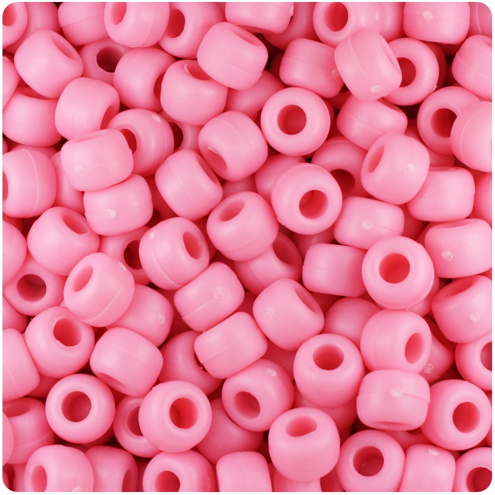 BeadTin Baby Pink Matte 9mm Barrel Pony Beads (500pc) 