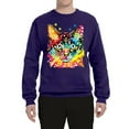 thumbnail image 2 of Wild Bobby Dean Russo Colorful Blue Eyes Cat Cat Lover Unisex Crewneck Graphic Sweatshirt, Purple, X-Large, 2 of 5