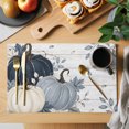 thumbnail image 2 of Navy Blue Fall Placemats Set of 4, Thanksgiving Pumpkin Vintage Botanical Washable Wipeable Table Mats for Dining Tables, Indoor Outdoor Kitchen Place Mats for Holiday Party Table Decor, 2 of 9