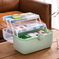 thumbnail image 3 of Emergency Kit Box Non-slip Carrying Handle Transparent Visible Large Capacity Container Multi-layer Medical Organizer Family First Aid Box for Home, 3 of 8