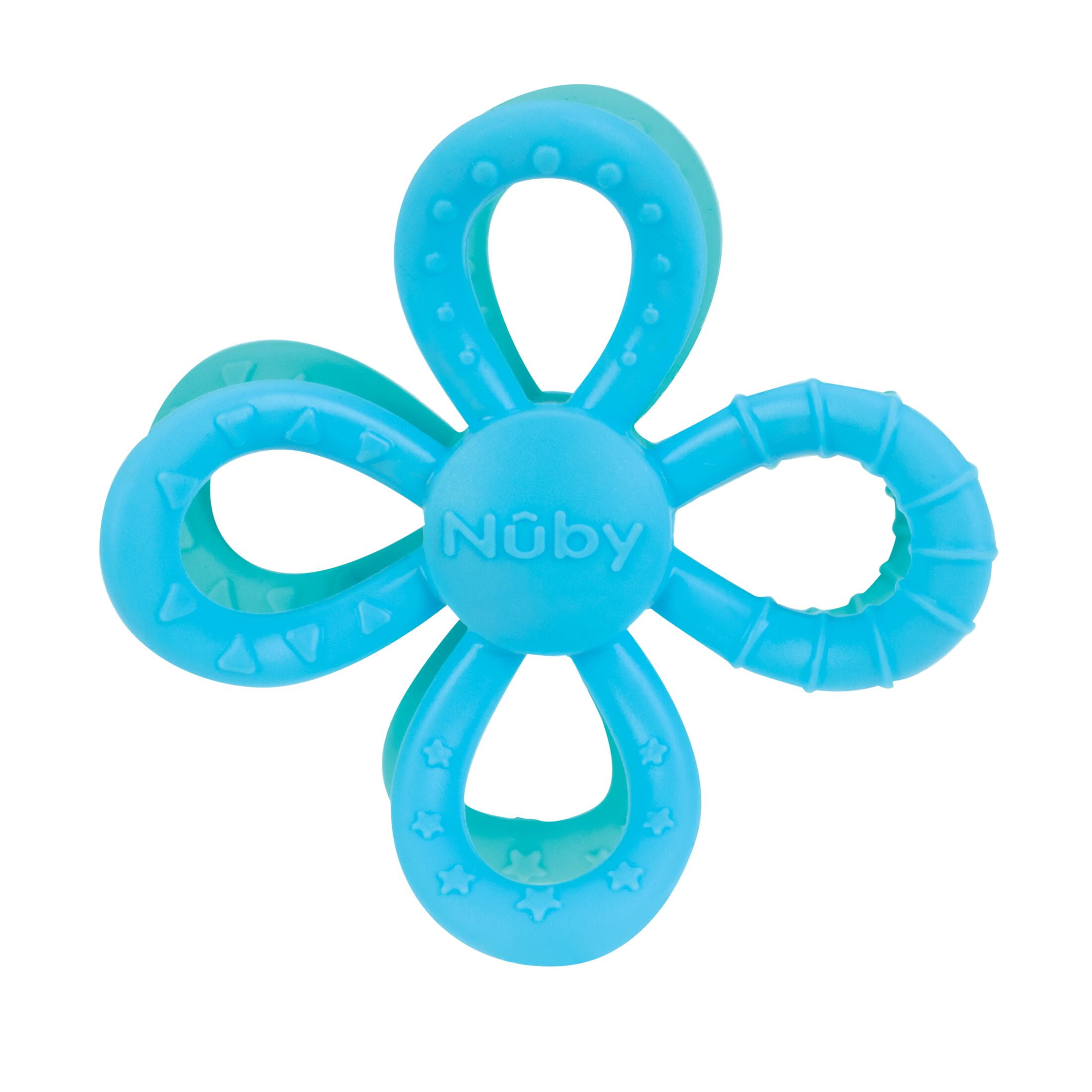 Nuby Fun Loops Silicone Teether for Infants, Blue & Aqua