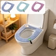 thumbnail image 1 of MTBLYS Cojín de asiento de inodoro de poliéster con asa | Tipo hebilla adhesiva | Desmontable y lavable | Grueso y suave | 47 x 40 cm | Ajuste universal para inodoros en forma de U, V y O | 1 pieza, 1 of 7