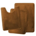 thumbnail image 5 of Nestl Set of 3 Absorbent Memory Foam Bath Mat Set Bathroom Rugs, Brown, Large 20"x32", Small 17"x24", Contour 24"x20", 5 of 7