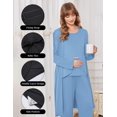 thumbnail image 4 of Ekouaer Maternity Nursing Robe Set 3 Pieces Sleeveless Top, Pregnancy Pants & Robe Double Layer Pajamas, 4 of 6